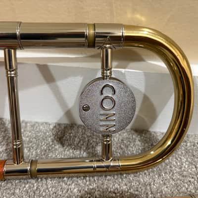 Trombone Conn Tenor 1950s - Silver plated slide and mouthpiece and rose brass bell image 3