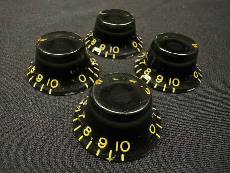 Gibson OEM Custom Shop PREMIUM Correct Vintage Spec Black Beauty Butyrate Top Hat Knobs Light Aged Gibson Les Paul 19571968 Reissue Set of 4 image 1