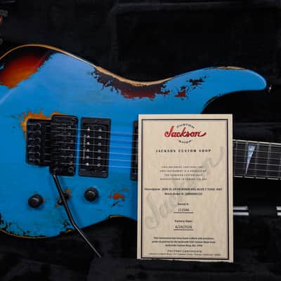 Jackson USA Custom Shop SL 2H FR Soloist Robin Egg Blue over 3-Tone Sunburst Nitro Tour Relic 2026 w/OHSC image 14