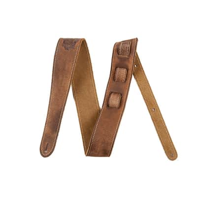 Genuine Fender 2" Wide, Road Worn Adjustable Leather Guitar Strap - Brown image 3