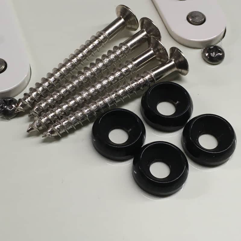 4 NOS Relic Black Screw Guitar Neck Mounting Ferrules Bushings Custom Luthier + 4 Mounts image 1