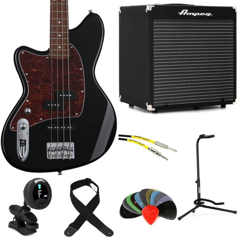 Ibanez Talman TMB100 Left-handed Bass Guitar and Ampeg RB-108 Amp Bundle- Black image 1