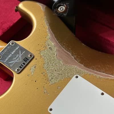 2025 Fender Stratocaster 1964 LTD Fall Event Flamed Neck Gold over Gold Sparkle Heavy Relic image 18