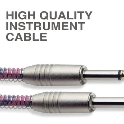20' Vintage Tweed Pink Cloth Covered Guitar Amp Cable Cord Stagg SGC6VT PK image 2