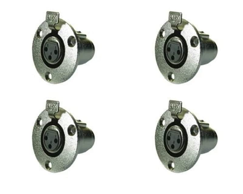 NEW 4 Pack LOT Panel Chassis surface box Mount Female 3 pin XLR Connector METAL image 1