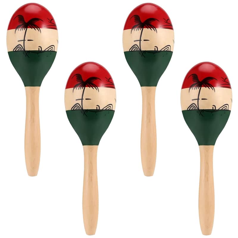 2025 Unbranded 4 Pcs Maracas Instrument, 10 Inch Wooden Maraca...
