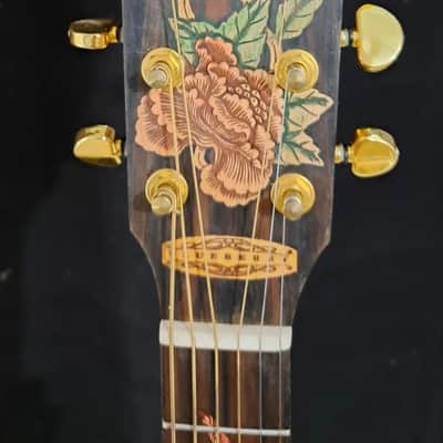 Blueberry Handmade Grand Concert Acoustic Guitar Floral Motif image 13