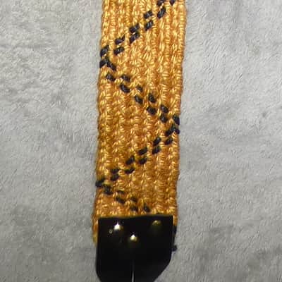 Vintage 1970s Guitar Strap Leather Ends, Metal Buckle, Metal Rivets, Metal Loop, Orange and Black Strong and Solid Excellent image 2