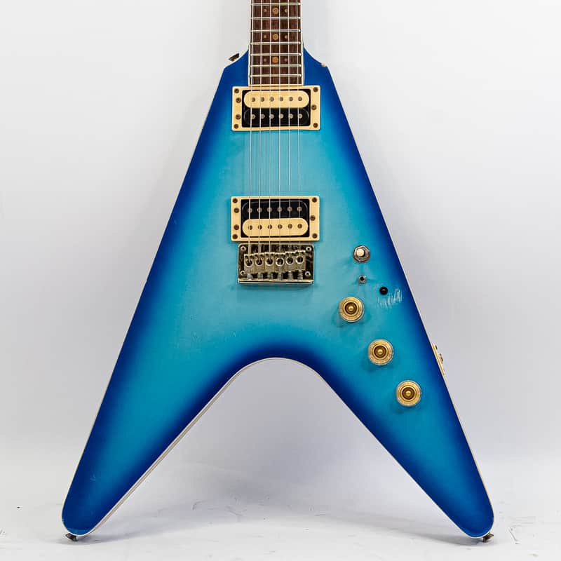 1980s Cort Flying V Electric Guitar – Blue Fade – Made in Korea image 1