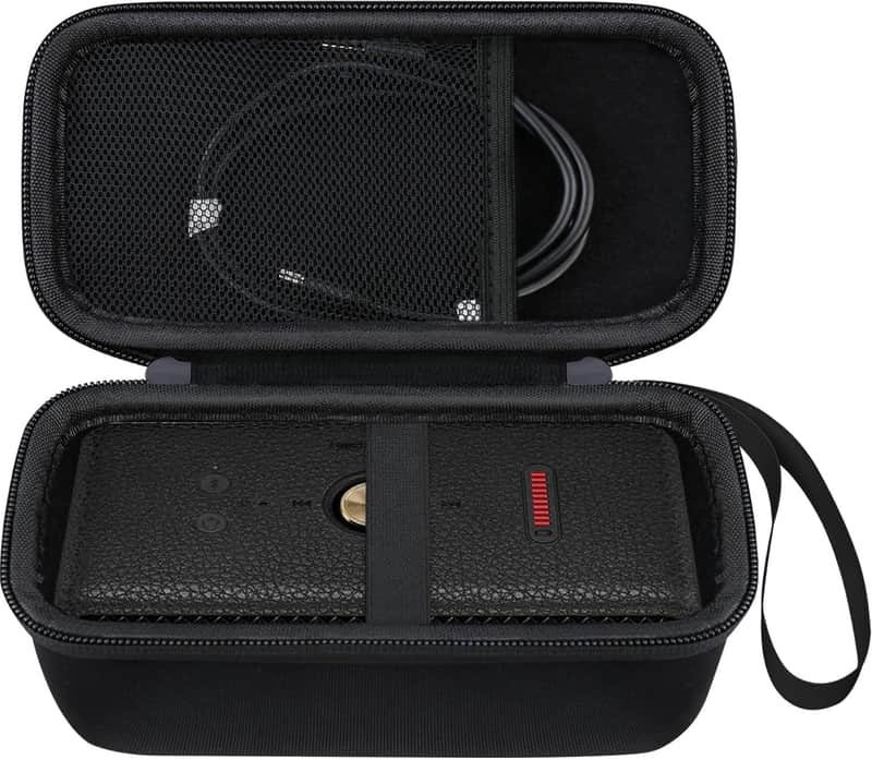 Carrying Case for Portable Bluetooth Speaker, Speaker Hard Travel Bag Storage Holder, Mesh Pocket Fits Charger, Black image 1