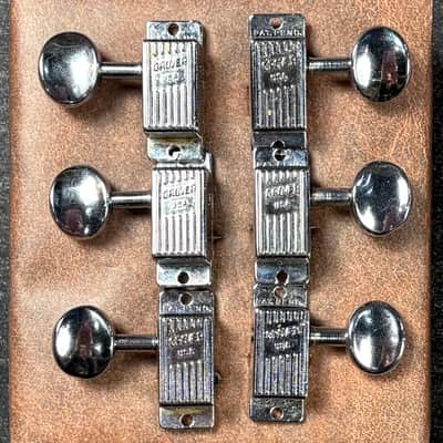 1960s Grover V100 (H100) Nickel Slimline Vintage 3+3 Tuners Tuning Machine Set For 60s Martin / Rickenbacker! image 1