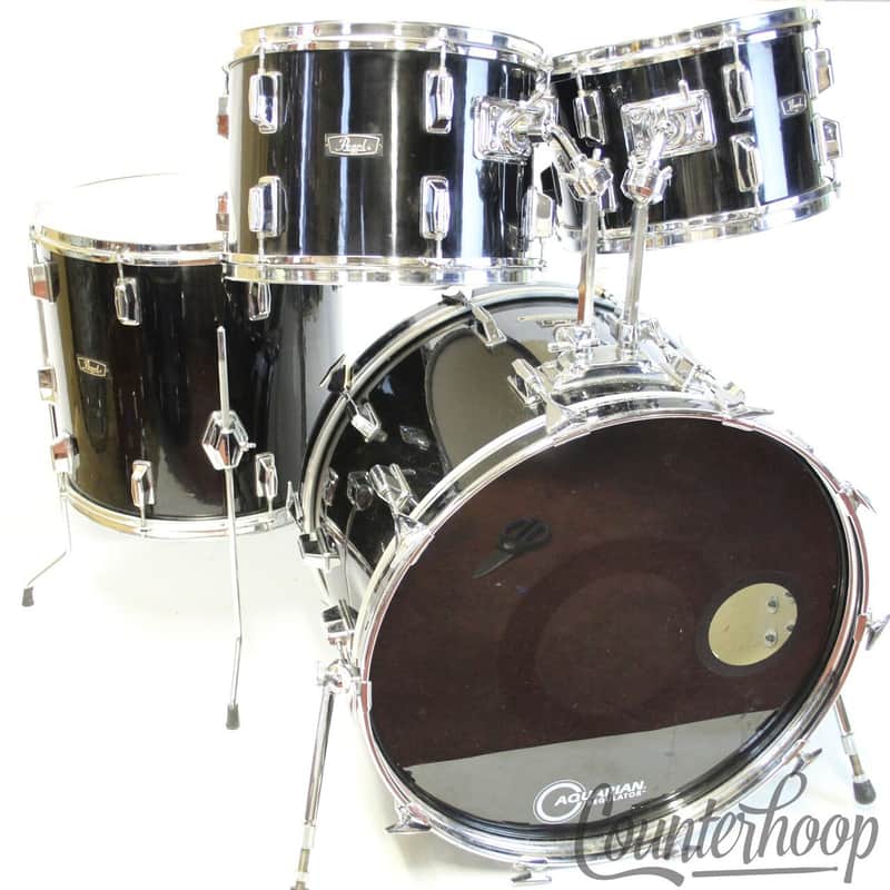 *Pearl Wood-Fiberglass Drum Set 22,12,13,16 Jet Black Japan 70s Mahogany Shells* image 1
