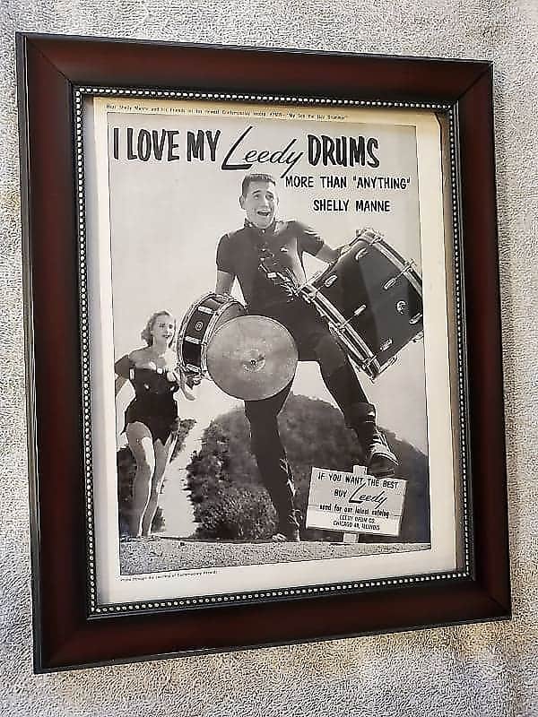 1959 Leedy Drums Promotional Ad Framed Shelly Manne Original image 1