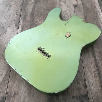 FRANCHIN Mars guitar body Relic Aged Lake Placid Blue Metallic turned green 100% Nitro Lacquer Cracks SS Basswood Telecaster-Tele-T-Style Made in Italy - Stock piece #22350826 image 14