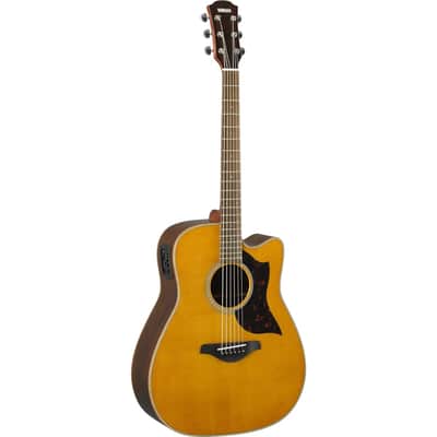 Yamaha Folk Cutaway Acoustic Electic Guitar - Rosewood - Vintage Natural image 2