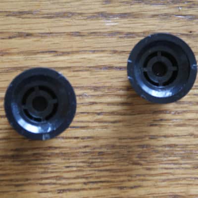 Fender Contemporary (2) Two Fender Logo Rubber Grip Vol/Tone knobs 1984-1987 Black image 3