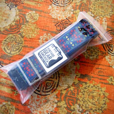 ACE Guitar Strap Blue Kaleidoscope Model as used by Rolling Stones Circa-1960s-Blue with Red, Green & Yellow Diamonds image 14