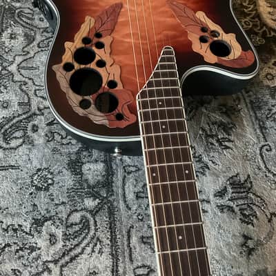 Ovation Celebrity Elite Plus CE44LX-1R Mid-Depth Left-Handed Acoustic-Electric Guitar - New England Burst image 8
