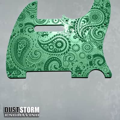 Paisley Telecaster 8 Hole Forest Green Solid Color Acrylic Pickguard with Standard or Humbucker Cut for Fender American/Mexican Tele Guitar image 1