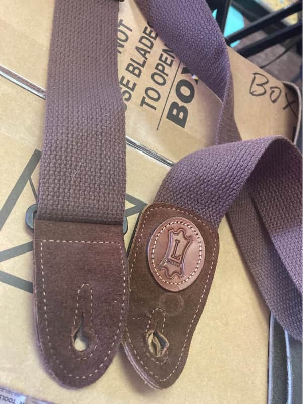Older Levy's 2" wide cotton ply Guitar or Bass Strap with Leather suede tabs image 1