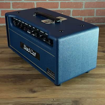 Bad Cat Custom MOD Shop Black Cat 30-watt Electric Guitar Amp Head - Custom Navy Blue Tolex (with Gold Piping) image 6