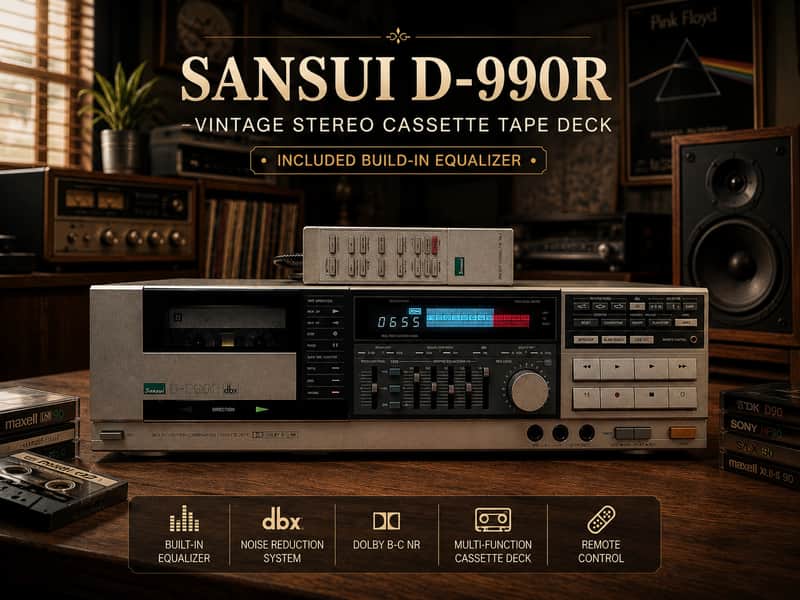 SANSUI D-990R Rare Vintage Stereo Double Cassette Deck DBX EQ & Expander image 1