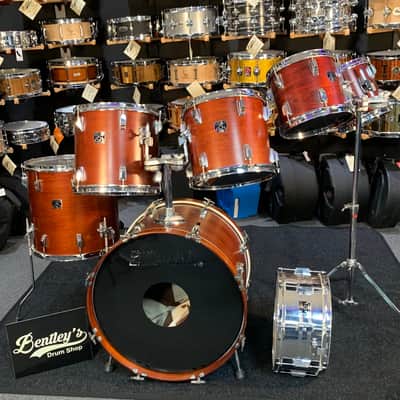 Vintage 1980's TAMA Royalstar 7-Piece 8/10/12/13/16/22 Drum Kit Set in Super Mahogany Satin w/ Metal Snare Drum image 1