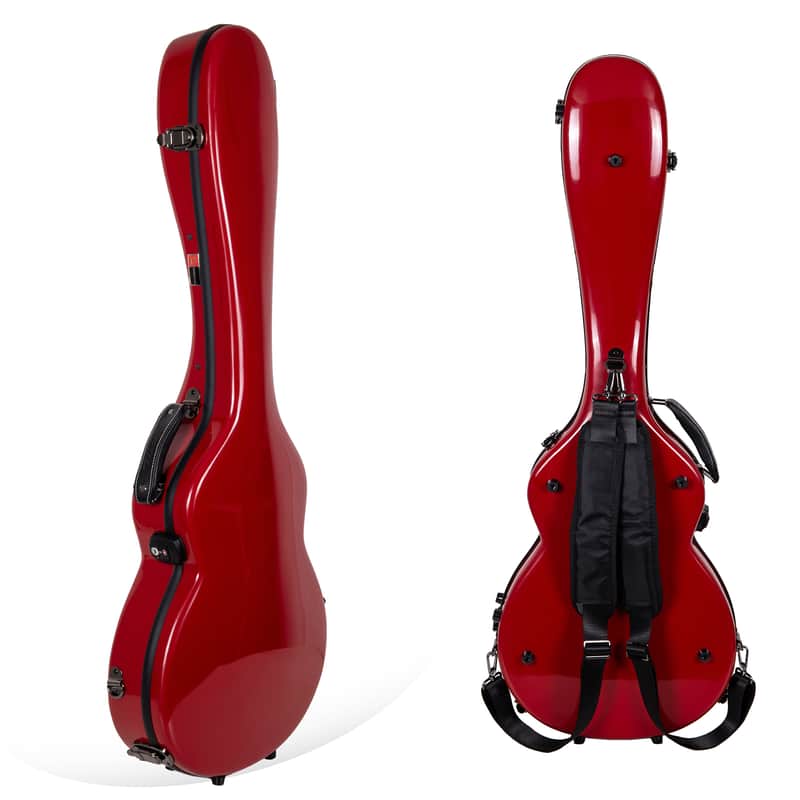 Crossrock Hard Shell Fiberglass Case for Les Paul Guitar with Backpack Straps in Red image 1