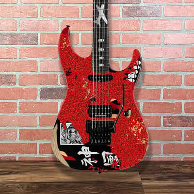 (Pre-Order) ESP Custom Shop George Lynch - Red Sparkle Painted Over Kamikaze-I Graphic Distressed With Matching Headstock image 2
