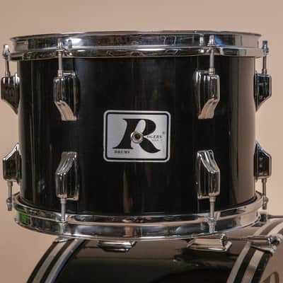 1980s Rogers XP-8 Jet Black Drum Pearl Drum Set 14x22 9x13 and 16x16 image 8