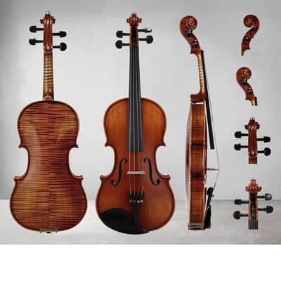 Violin 4/4 Full Size Set, Fiddle Solid Wood for professional Beginners Adults with Ironwood Octagonal Bow & Rosewood Bow Extra strings & Bridge, 2 Rosins, Tuner, Mute, Case(Solid Wood, 4/4) image 2