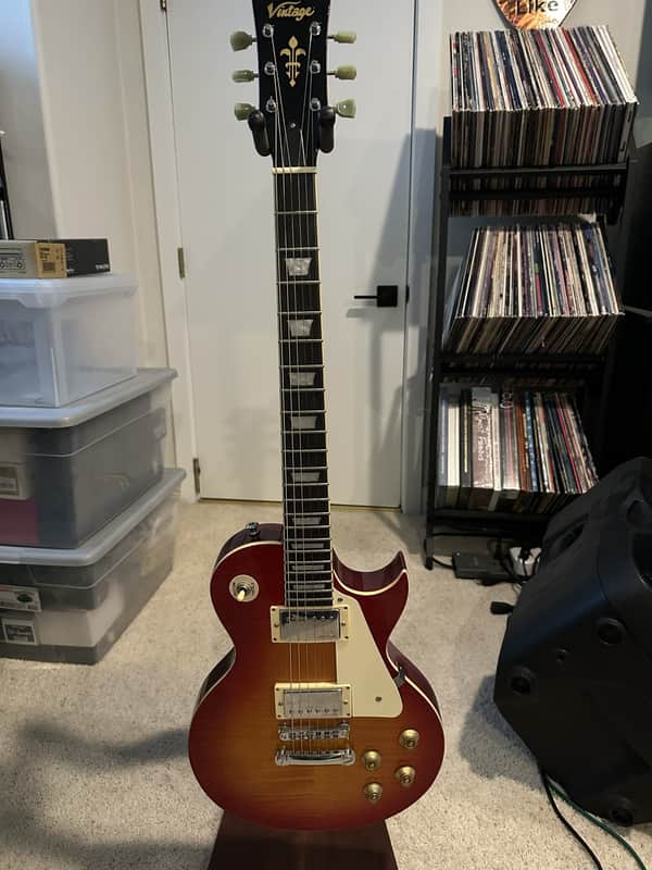 Used 2019 Vintage V100CS Cherry Burst Trev Wilkenson PU's image 1
