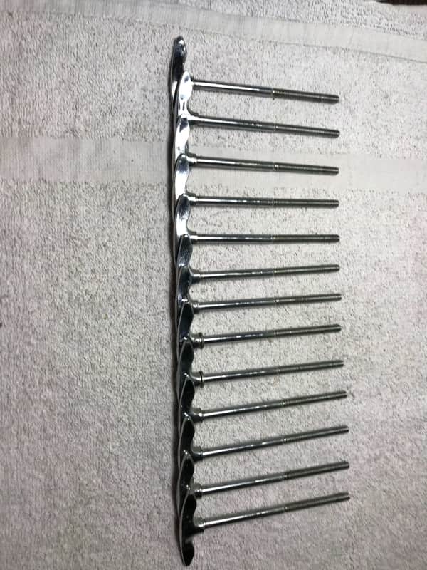 Unbranded T Handle Bass Drum Tension Rods (13) 4", 1.0 Metric Threading 1960's - Chrome Plated image 1