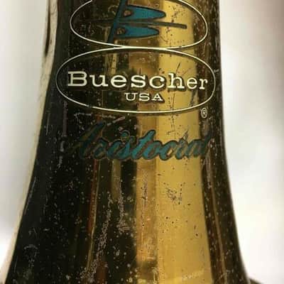 Buescher Aristocrat Brass Trombone, USA, Good Condition, with case & mouthpiece image 11