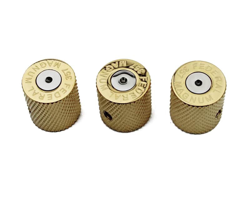 Guitar Knobs with 6mm Dia. Shaft Pots - Brass Bullet Case Style Tone and Volume Control Potentiometer Knob Replacement for Precision Electric Guitar or Bass (3 Piece, Golden) image 1