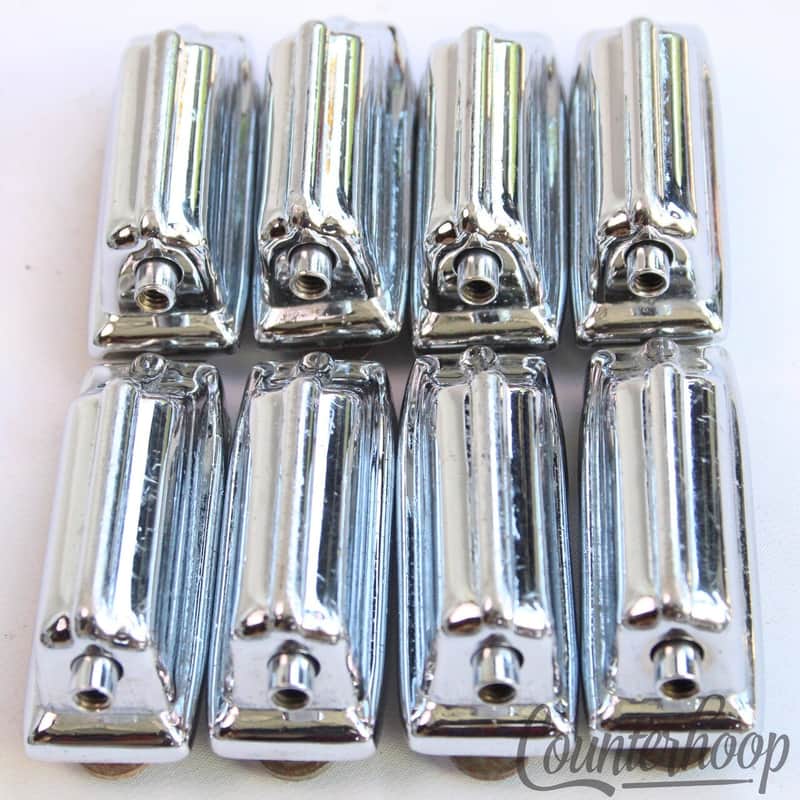 *Rogers 8x Beavertail Bass Drum Lugs Chrome Dayton Powertone Vintage 60s USA Set image 1