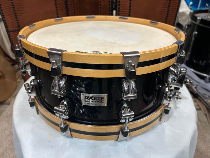Ayotte 6" Custom Snare Drum (TDG-2116) 90's? - Black Lacquer image 1