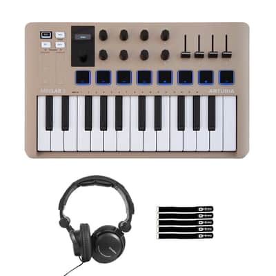 Arturia MiniLab 3 Champagne MIDI USB DAW Keyboard Controller w Headphones