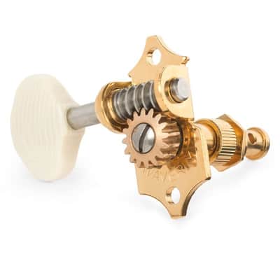 Waverly Guitar Tuners with Ivoroid Butterbean Knobs, for Solid Pegheads, Gold, 3L/3R image 2
