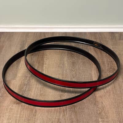 Pearl 22" Export Metal Bass Drum Hoop Rim - Set of 2 - Early 1990s Coral Red image 3