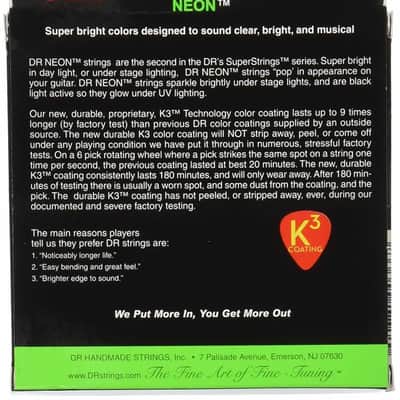 DR Strings NGE-9 Coated Nickel Hi-Def Green Electric Guitar Strings, Light, 9-42 image 2