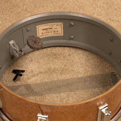 1960s Rogers 5x14 Powertone Champagne Snare Drum image 11