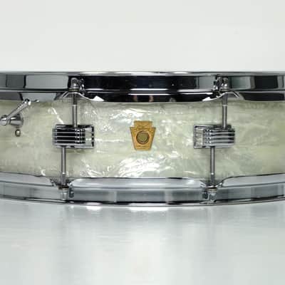 Ludwig 14” x 4” Down Beat Snare Drum in White Marine Pearl 1965 image 1