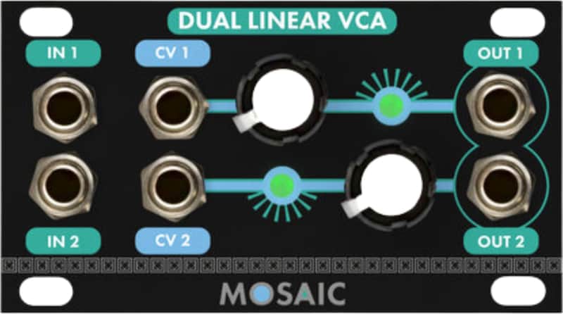 Mosaic Dual Linear VCA Eurorack Synth Module, Black image 1