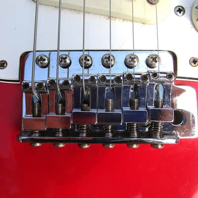 Hondo H76 Stratocaster Guitar, 1980's, Korea, Red, Fresh Setup image 6