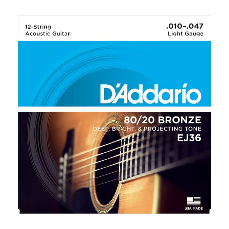 D'Addario EJ36 12-String Bronze Acoustic Guitar Strings, Light, 10-47 image 1