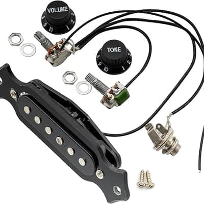 Pre-wired 6-String Single Coil Electric Cigar Box Guitar Soundhole Pickup Harness with Volume & Tone knobs Pots image 1
