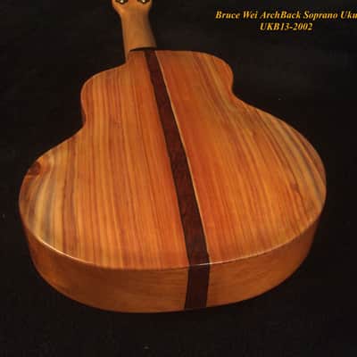 Handcrafted Soprano Ukulele, Solid Taiwania Archback, Turtle Inlay, Soft-bag, Bruce Wei UKB13-2002 imagen 10