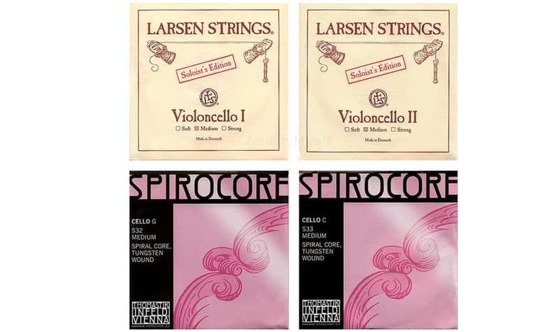 Custom Cello String Set Medium made of Larsen Soloist A & D + Spirocore G & C - most popular for solo & orchestral players; rich & voluminous projection yet focused clarity; superbly stable intonation and quick response image 1