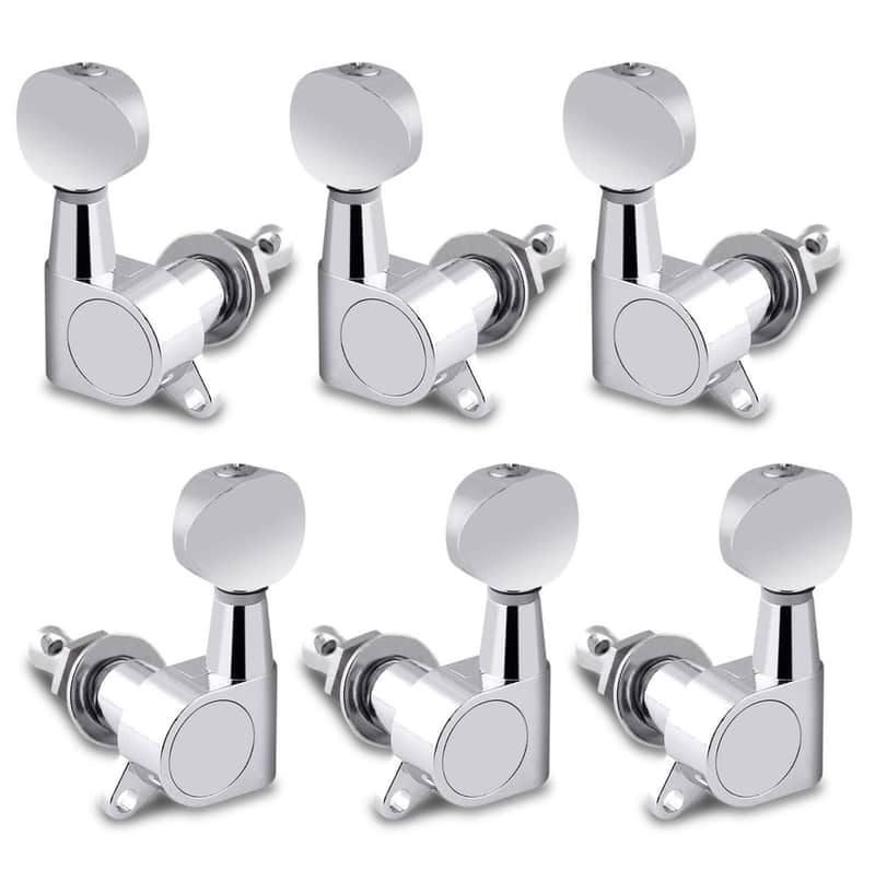 Guitar String Tuning Pegs Tuning Machines Sealed Machine Heads Grover Tuners Tuning Keys Oval Button 3 Left 3 Right for Electric Guitar or Acoustic Guitar Chrome. image 1